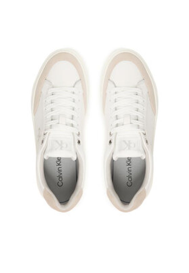 Calvin Klein Sneakersy Basket Cupsole Laceup Lth Mix YW0YW02023 Biały. Kolor: biały. Materiał: skóra