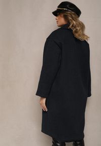 Renee - Granatowy Dwurzędowy Płaszcz Oversize z Wełną Spolete. Kolor: niebieski. Materiał: wełna. Styl: elegancki #5