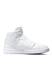 Buty Sportowe Damskie Nike Air Jordan 1 Mid. Okazja: na co dzień. Kolor: biały. Materiał: guma, skóra