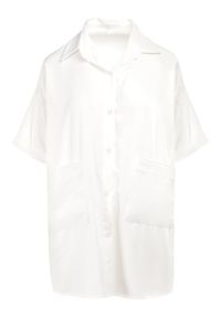 Born2be - Biała Koszula Nocna Komkey. Kolor: biały. Długość: krótkie. Wzór: nadruk, aplikacja #5
