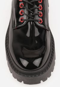 Renee - Czarno-Czerwone Eleganckie Półbuty Oksfordki VICES ze Sznurowaniem i Platformą Anatala. Okazja: na co dzień, na randkę. Zapięcie: sznurówki. Kolor: czarny. Materiał: jeans. Obcas: na platformie. Styl: elegancki #4