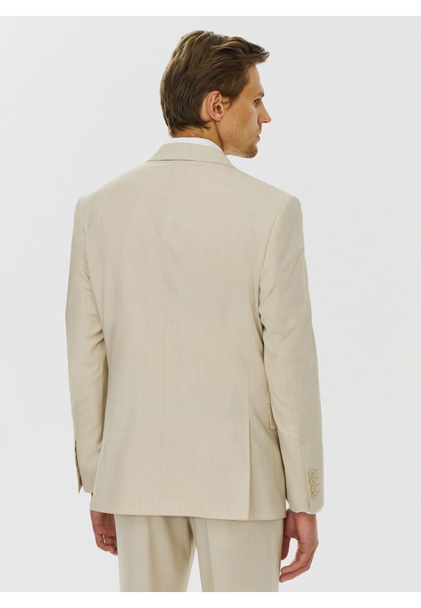 Pako Lorente - PAKO LORENTE – Beżowa męska marynarka garniturowa. Kolor: beżowy. Materiał: wełna, lycra, poliester