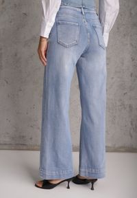 Renee - Niebieskie Jeansy High Waist Wide Leg z Bawełny Grynola. Stan: podwyższony. Kolor: niebieski. Długość: krótkie. Styl: street #4
