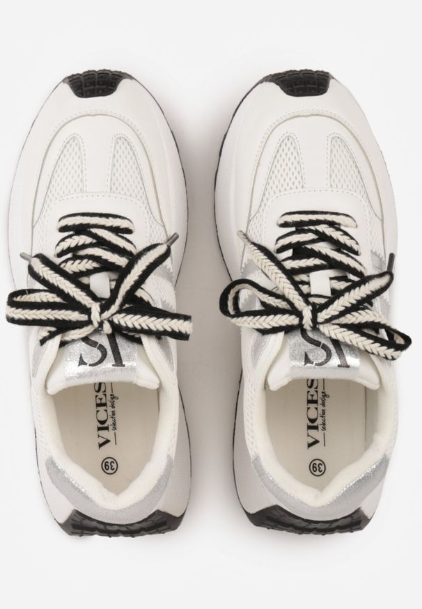 Born2be - Białe Sneakersy VICES w Stylu Streetwearowym na Grubej Podeszwie Ilinatea. Okazja: na co dzień. Kolor: biały. Materiał: jeans