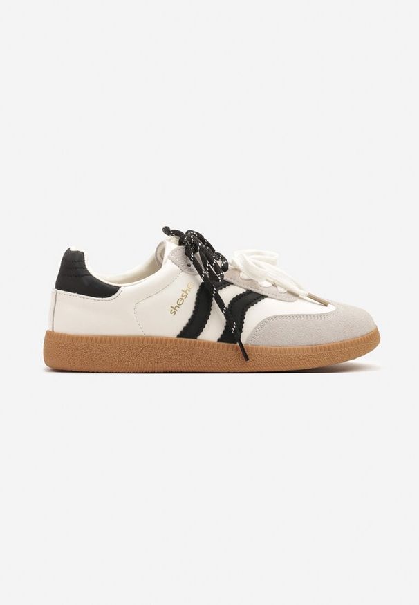 Renee - Beżowo-Czarne Sneakersy Kultowe Tenisówki z Dodatkowymi Sznurowadłami Zarinoa. Okazja: na co dzień. Kolor: beżowy. Materiał: jeans. Obcas: na płaskiej podeszwie