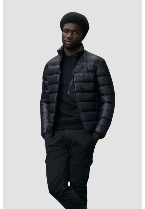 Blauer USA - BLAUER Czarna męska kurtka Belmont Short Jackets, Rozmiar XXL. Kolor: czarny. Materiał: puch, poliamid