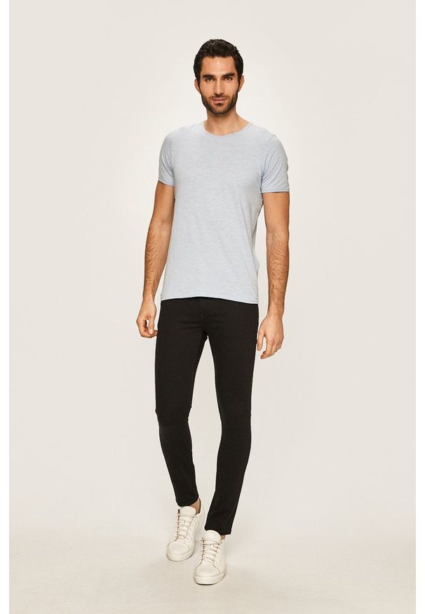Selected - T-shirt. Okazja: na co dzień. Kolor: niebieski. Materiał: materiał. Wzór: gładki. Styl: casual