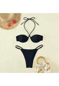 Intica - Bikini na szyję z regulowanymi zapięciami plażowe Corene. Kolor: czarny. Materiał: materiał