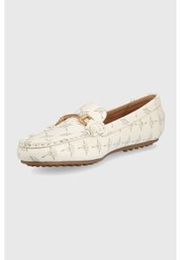 JOOP! - Joop! mokasyny damskie kolor beżowy na płaskim obcasie. Kolor: beżowy. Materiał: materiał, skóra, guma. Obcas: na obcasie. Wysokość obcasa: niski #4