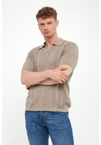 Karl Lagerfeld - Polo męskie prążkowane KARL LAGERFELD. Typ kołnierza: polo. Materiał: prążkowany #1