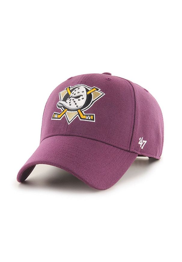 47 Brand - 47brand Czapka NHL Anaheim Ducks kolor fioletowy z aplikacją. Kolor: fioletowy. Wzór: aplikacja