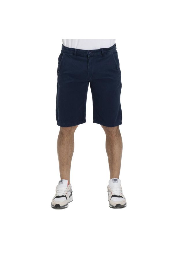LEONE 1947 APPAREL - Męskie spodenki chino w odcieniach ziemi. Kolor: niebieski. Materiał: tkanina. Sport: fitness