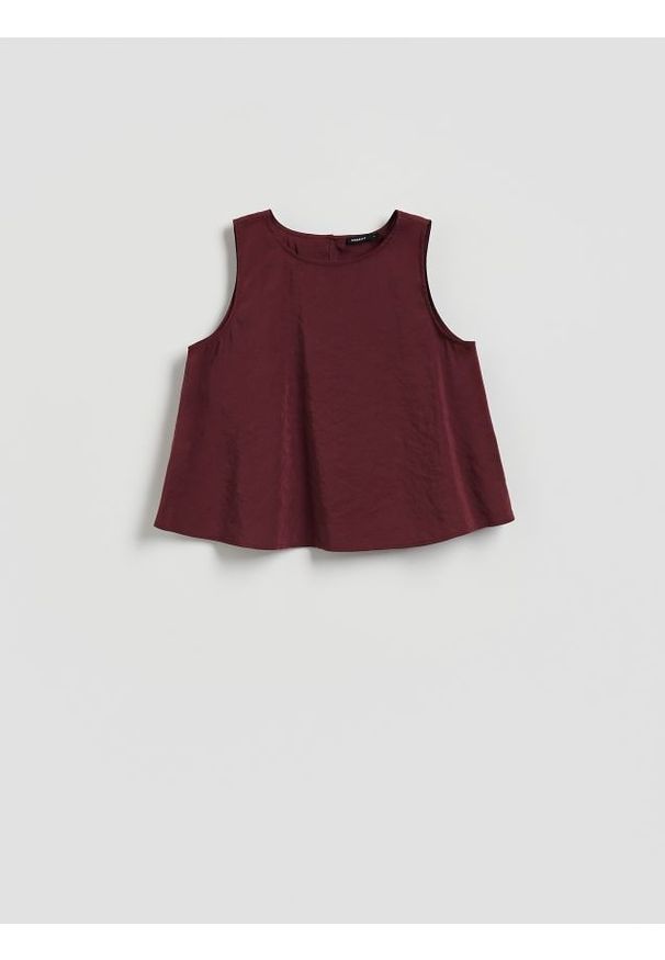 Reserved - Bluzka z modalem - bordowy. Kolor: czerwony. Materiał: tkanina