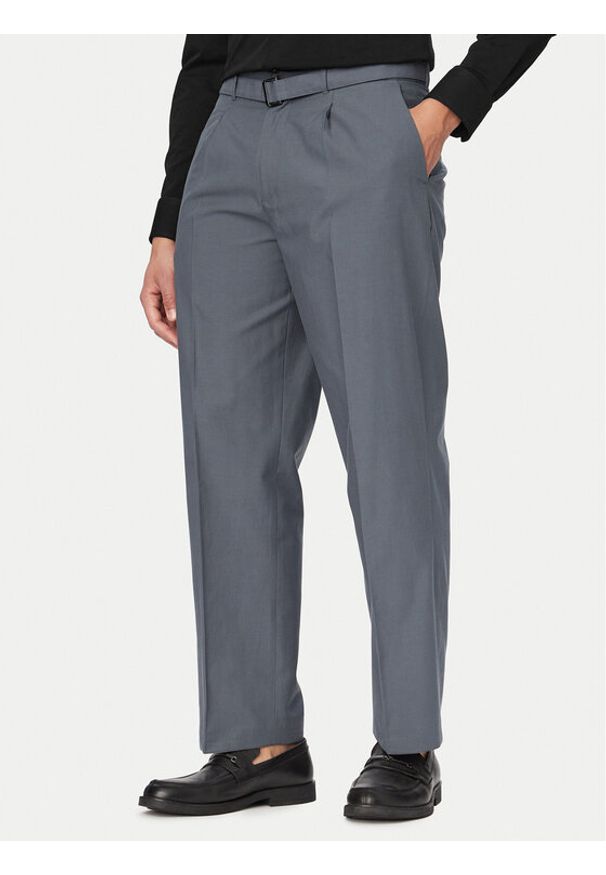 Calvin Klein Spodnie materiałowe LV04LF617G Szary Regular Fit. Kolor: szary. Materiał: bawełna