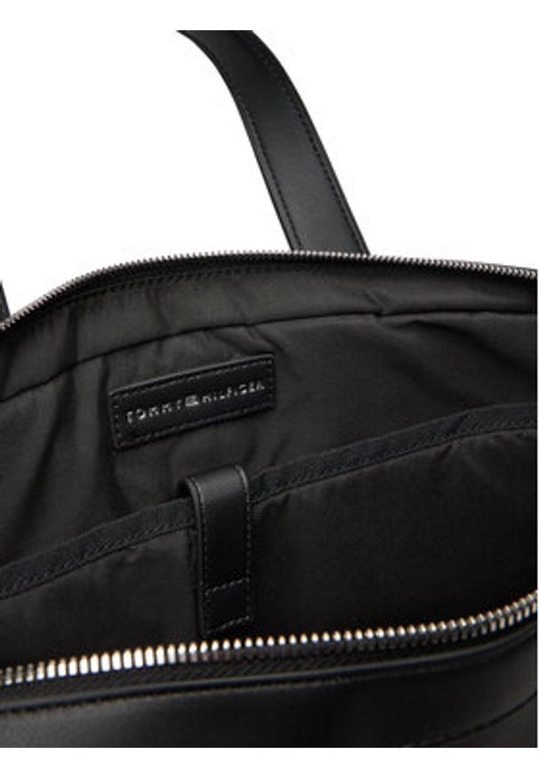 TOMMY HILFIGER - Tommy Hilfiger Torba na laptopa Th Woven Computer Bag AM0AM13660 Czarny. Kolor: czarny. Materiał: skóra