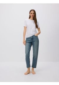 Reserved - Jeansy mom fit - niebieski. Kolor: niebieski