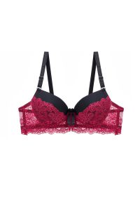 Intica - Biustonosz modelujący z koronką regulowany Laskarouda. Kolor: czerwony. Materiał: koronka. Wzór: koronka