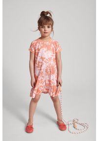 Reima sukienka dziecięca Tuulonen kolor pomarańczowy mini oversize. Kolor: pomarańczowy. Materiał: włókno, materiał. Długość rękawa: krótki rękaw. Typ sukienki: oversize. Długość: mini