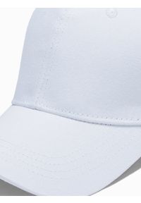 Ombre Clothing - Czapka męska z daszkiem H086 - biała - uniwersalny. Kolor: biały. Materiał: bawełna. Styl: klasyczny