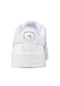 Puma - Damskie Skórzane Buty Sportowe Carina. Kolor: biały. Materiał: skóra. Styl: sportowy. Sport: turystyka piesza