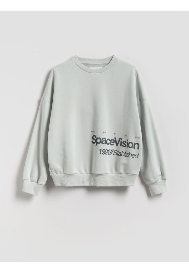 Reserved - Bluza z nadrukiem - jasnoszary. Kolor: szary. Materiał: dzianina, bawełna. Wzór: nadruk