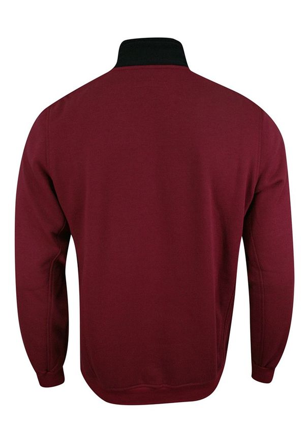 Kings - Bluza Bordowa, Sweter Męski, Dekolt z Wysoką Stójką Zapinaną na Zamek -KINGS. Typ kołnierza: kołnierzyk stójkowy. Kolor: czerwony. Materiał: poliester, bawełna. Sezon: jesień, zima