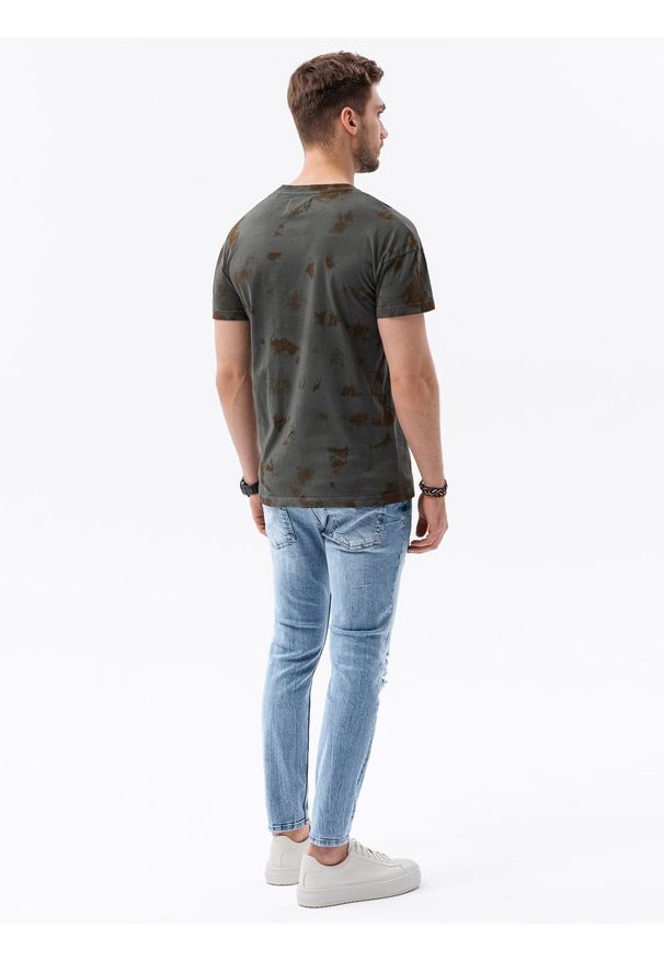 Ombre Clothing - T-shirt męski bawełniany S1372 - grafitowy - XXL. Kolor: szary. Materiał: bawełna. Sezon: lato