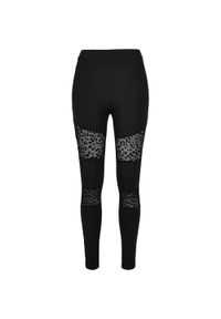 Urban Classics - Legginsy Damskie Z Siateczkowym Nadrukiem Flock. Kolor: czarny. Wzór: nadruk. Sport: turystyka piesza #1