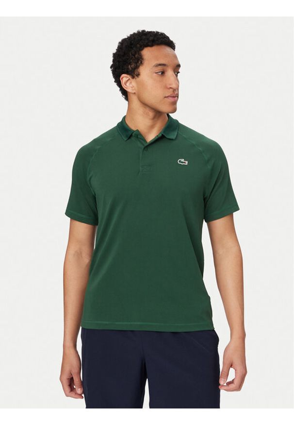 Lacoste Polo DH0159 Zielony Regular Fit. Typ kołnierza: polo. Kolor: zielony. Materiał: syntetyk