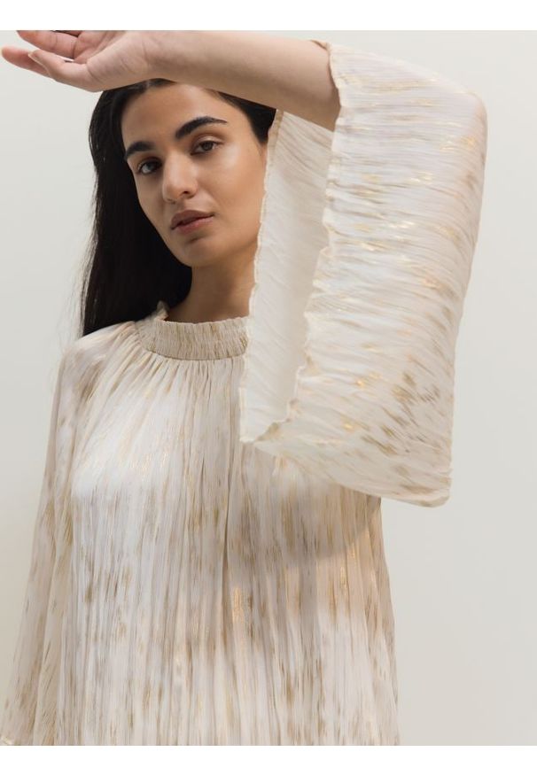 Reserved - Bluzka z marszczeniami - wielobarwny. Materiał: tkanina