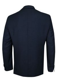 Casino - Granatowa Elegancka Marynarka, Taliowana, 2 Guziki -CASINO- Męska, Tłoczony Wzór, Dwa Rozcięcia. Kolor: niebieski. Materiał: poliester, wełna, wiskoza. Styl: elegancki #5