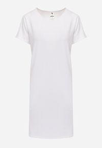 Born2be - Biała Pudełkowa Sukienka T-shirtowa z Bawełny w Minimalistycznym Stylu Ipagea. Okazja: do pracy, na co dzień, na randkę. Kolor: biały. Materiał: bawełna. Typ sukienki: proste. Styl: klasyczny, casual #5