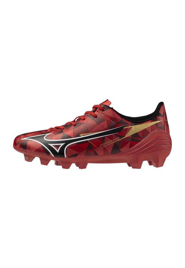 Mizuno - MIZUNO ALPHA II SELECT JR Red. Materiał: skóra. Szerokość cholewki: normalna. Sport: turystyka piesza, piłka nożna