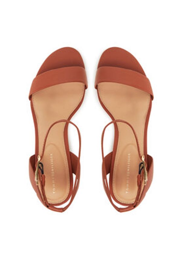 TOMMY HILFIGER - Tommy Hilfiger Espadryle Leather Ankle Strap Espad Sandal FW0FW08533 Brązowy. Kolor: brązowy. Materiał: skóra