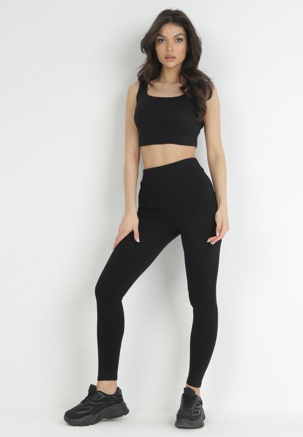 Born2be - Czarne Legginsy Eryssan. Kolor: czarny. Materiał: bawełna. Długość: krótkie. Styl: klasyczny, wizytowy, elegancki