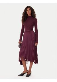 BOSS Spódnica plisowana Velacey 50546594 Fioletowy Regular Fit. Kolor: fioletowy. Materiał: syntetyk
