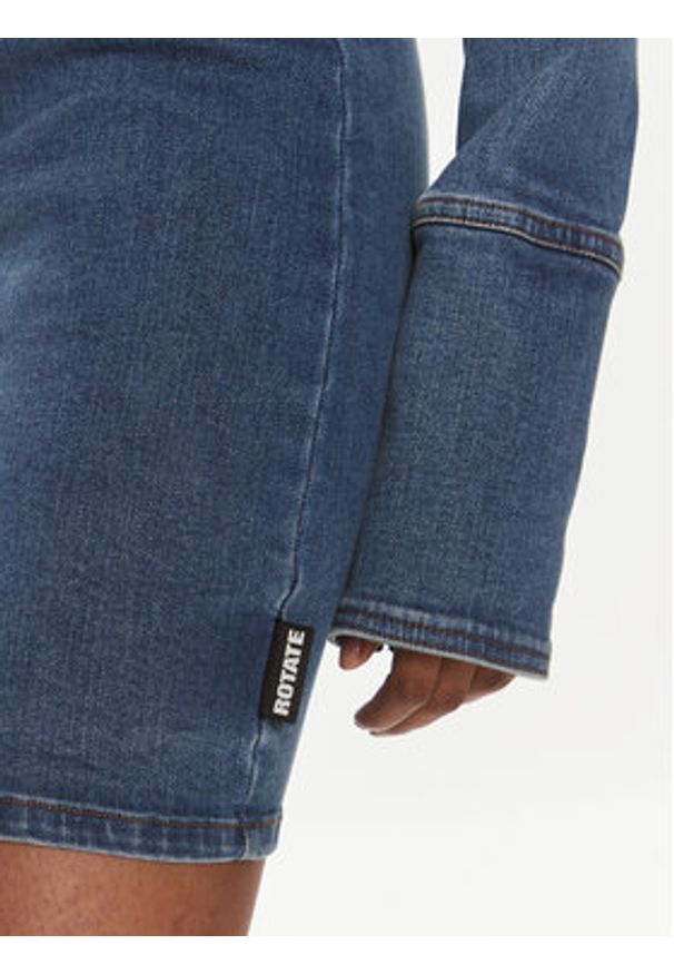 ROTATE Sukienka jeansowa 1119351826 Niebieski Slim Fit. Kolor: niebieski. Materiał: bawełna