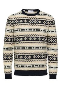 Selected Homme Sweter Faroe 16086654 Beżowy Relaxed Fit. Kolor: beżowy. Materiał: syntetyk #6