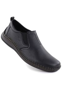 Skórzane półbuty męskie wsuwane czarne Rieker 05264-00. Zapięcie: bez zapięcia. Kolor: czarny. Materiał: skóra #1