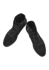 Czarne Botki S.Barski Modne Obuwie Damskie. Okazja: na co dzień. Zapięcie: sznurówki. Kolor: czarny. Materiał: materiał. Szerokość cholewki: normalna. Wzór: ażurowy, aplikacja. Styl: casual, elegancki, klasyczny #2