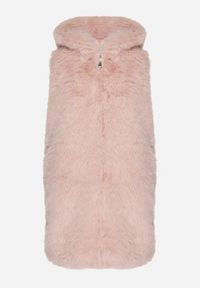 Born2be - Różowa Futerkowa Kamizelka z Kapturem o Prostym Kroju Sinthira. Okazja: na co dzień. Typ kołnierza: kaptur. Kolor: różowy. Materiał: jeans. Styl: casual, elegancki #7