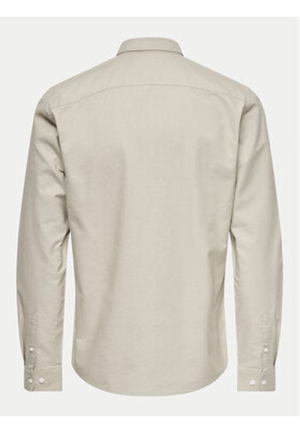 Only & Sons Koszula Alvaro 22006479 Beżowy Slim Fit. Kolor: beżowy. Materiał: syntetyk, bawełna