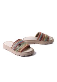 HELIOS KOMFORT 156 tricolor, klapki damskie. Kolor: wielokolorowy. Materiał: skóra