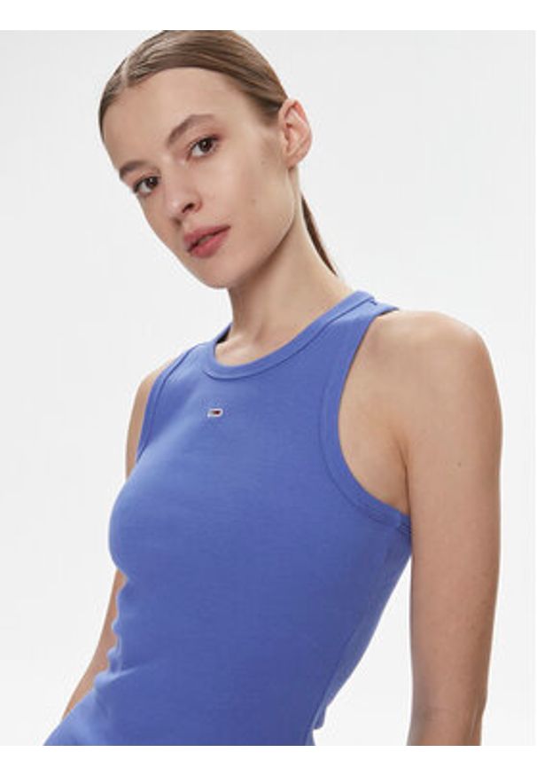 Tommy Jeans Sukienka letnia Essential DW0DW17406 Niebieski Slim Fit. Kolor: niebieski. Materiał: bawełna. Sezon: lato