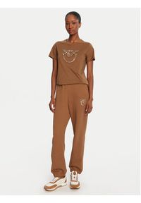 Pinko - PINKO T-Shirt Quentin 100535 A2RN Brązowy Regular Fit. Kolor: brązowy. Materiał: bawełna #4