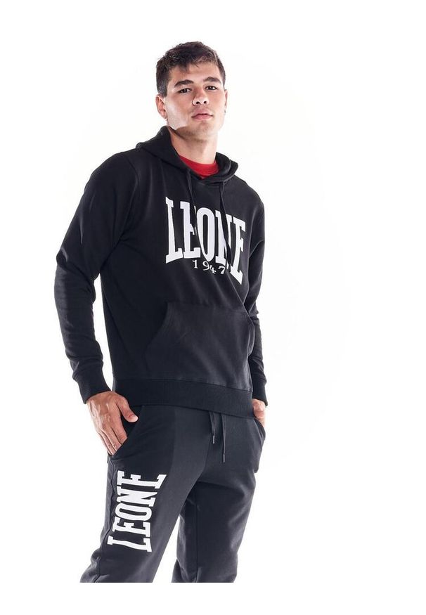 LEONE 1947 APPAREL - Męska bluza z kapturem Leone 1947 Apparel. Typ kołnierza: kaptur. Kolor: czarny. Materiał: tkanina. Sport: fitness