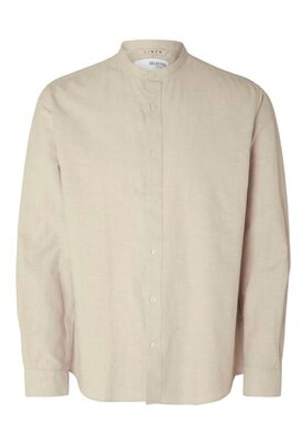 Selected Homme Koszula New Linen 16079054 Beżowy Regular Fit. Kolor: beżowy. Materiał: bawełna
