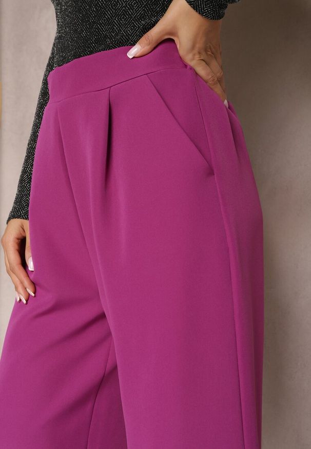 Renee - Fioletowe Szerokie Spodnie w Eleganckim Stylu Hanessame. Kolor: fioletowy. Styl: elegancki