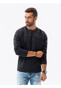 Ombre Clothing - Bluza męska bez kaptura z kieszonką - czarna V6 B1277 - XXL. Typ kołnierza: bez kaptura. Kolor: czarny. Materiał: bawełna #1