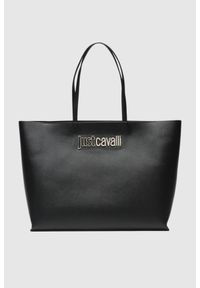Just Cavalli - JUST CAVALLI Czarna shopperka Range Metal Lettering. Kolor: czarny. Styl: elegancki #1